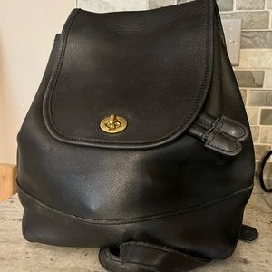 Vintage COACH 9791 Black Leather Mini Daypack Backpack Turn Lock Purse Bag,